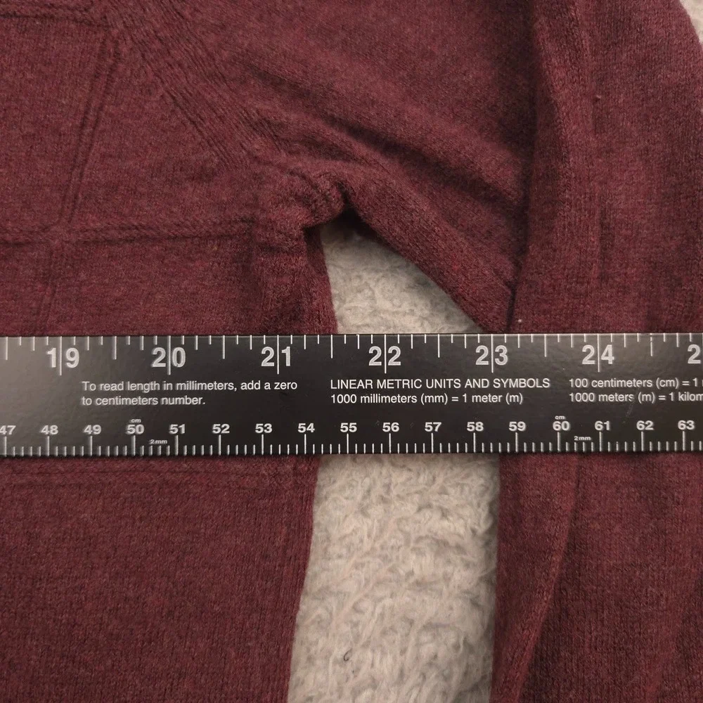 Banana Republic Mens V Neck Sweater Cotton Silk Wool Blend M Maroon Windowpane